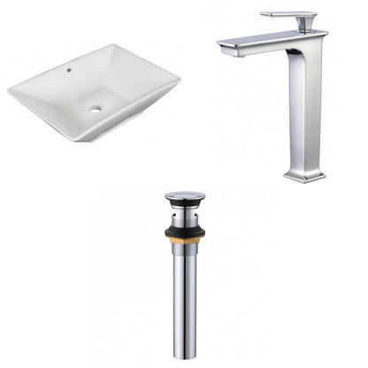 American Imaginations AI-34189 22" White Rectangular Above Counter Modern Bathroom Vessel Sink Set