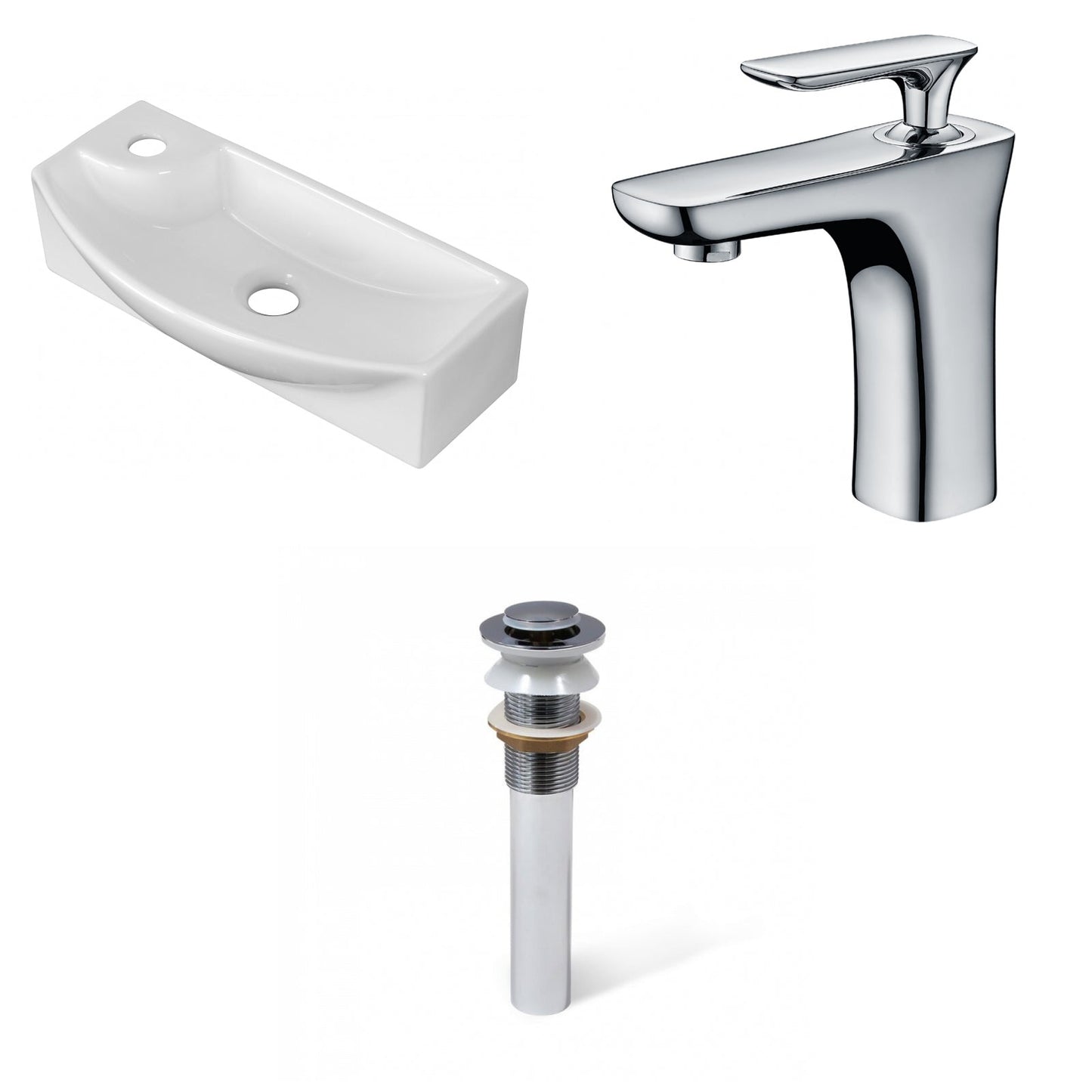 American Imaginations AI-34196 18" White Rectangular Above Counter Transitional Bathroom Vessel Sink Set