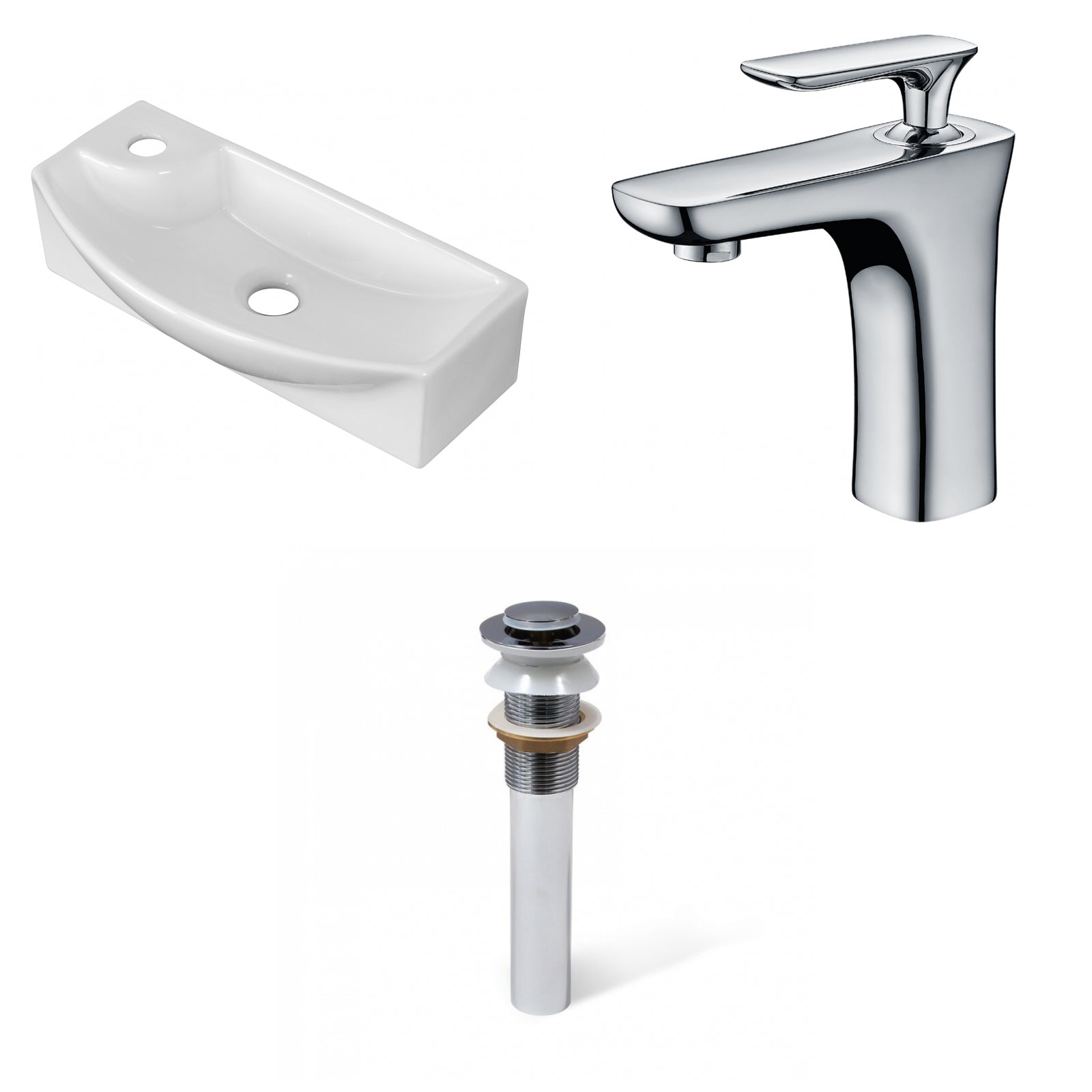 American Imaginations AI-34196 18" White Rectangular Above Counter Transitional Bathroom Vessel Sink Set