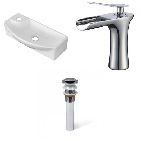 American Imaginations AI-34199 18" White Rectangular Above Counter Transitional Bathroom Vessel Sink Set