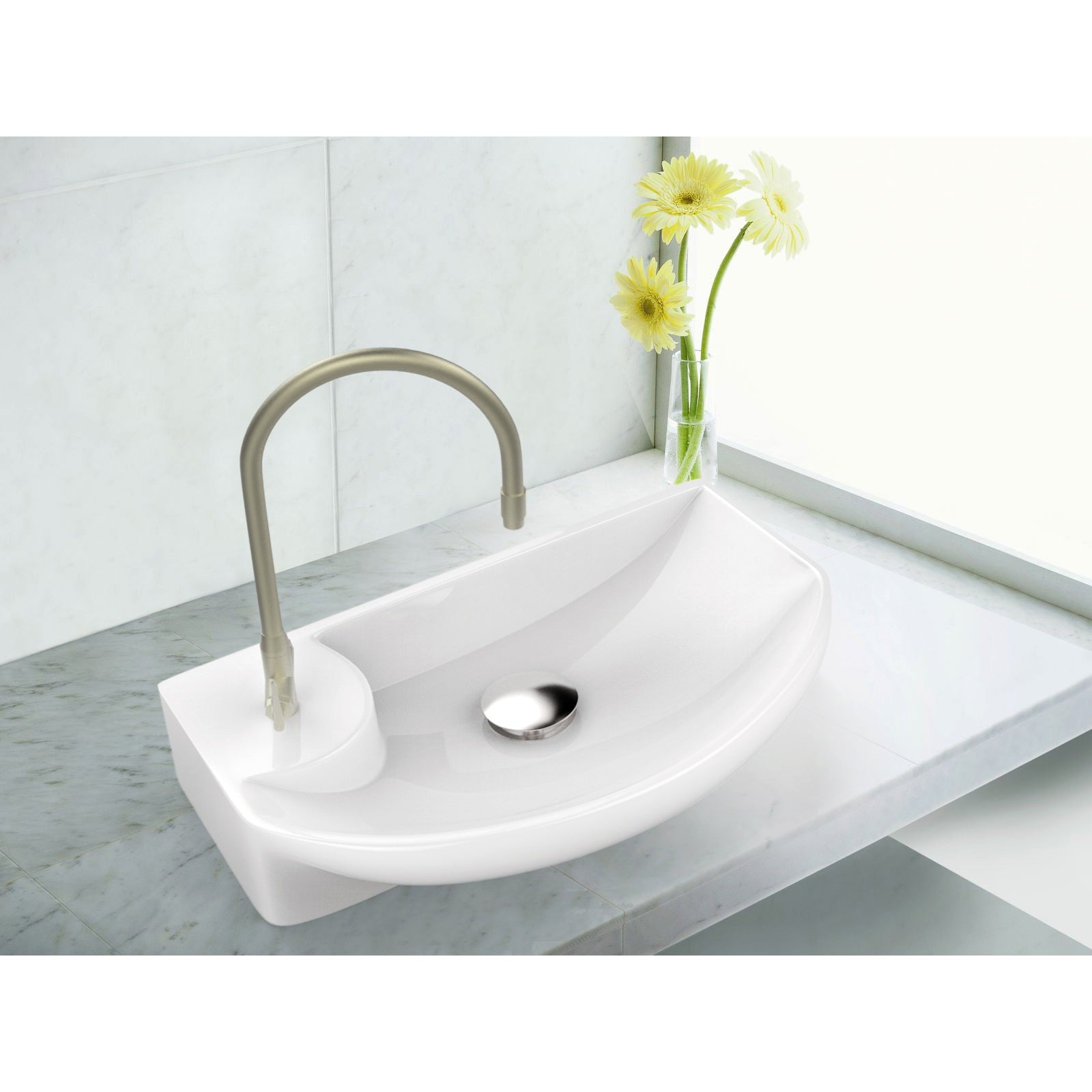 American Imaginations AI-34202 18" White Rectangular Above Counter Transitional Bathroom Vessel Sink Set