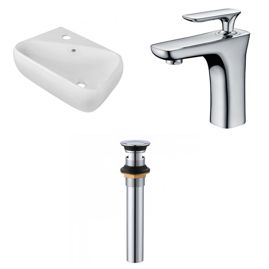 American Imaginations AI-34232 18" White Rectangular Wall Mount Transitional Bathroom Vessel Sink Set