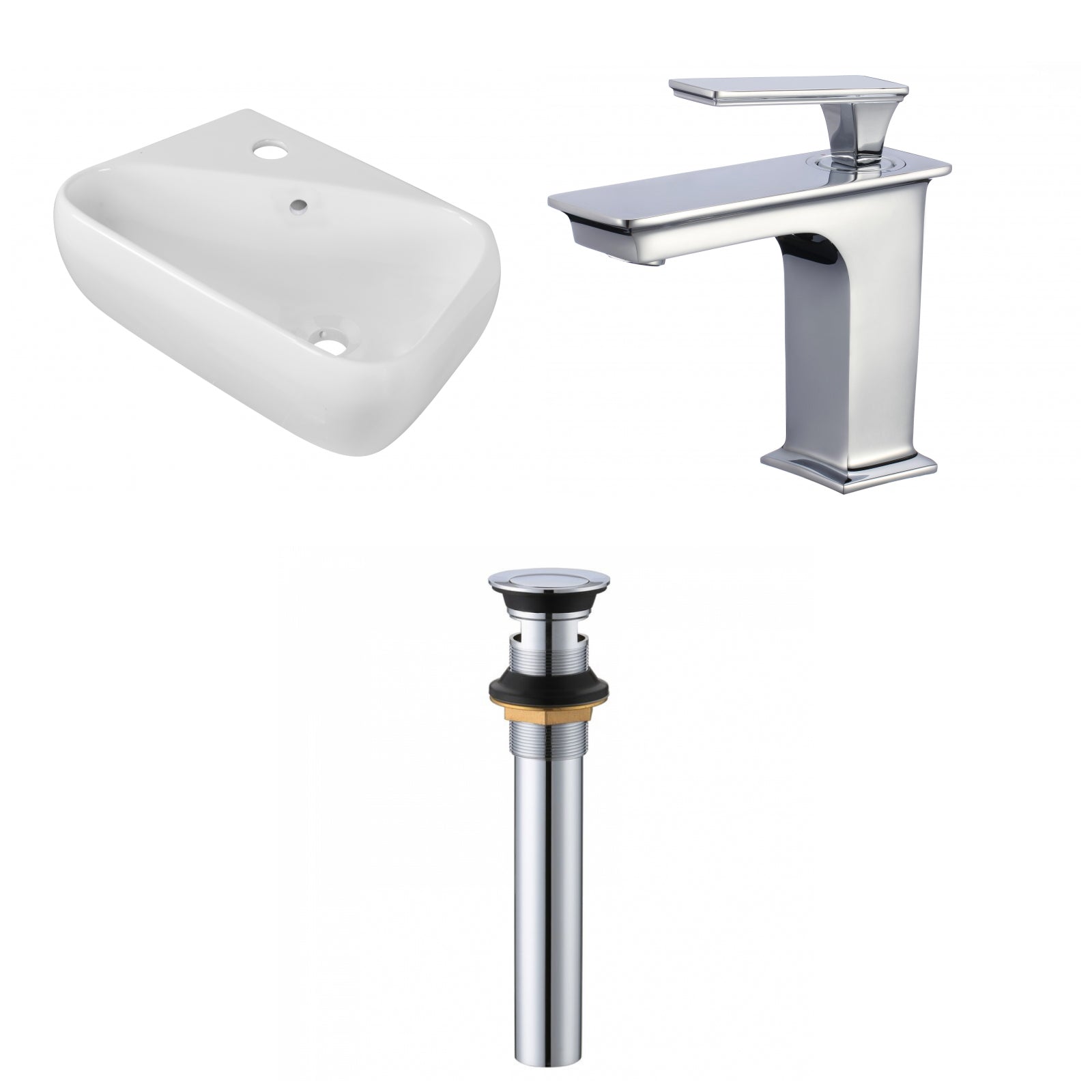 American Imaginations AI-34236 18" White Rectangular Wall Mount Transitional Bathroom Vessel Sink Set