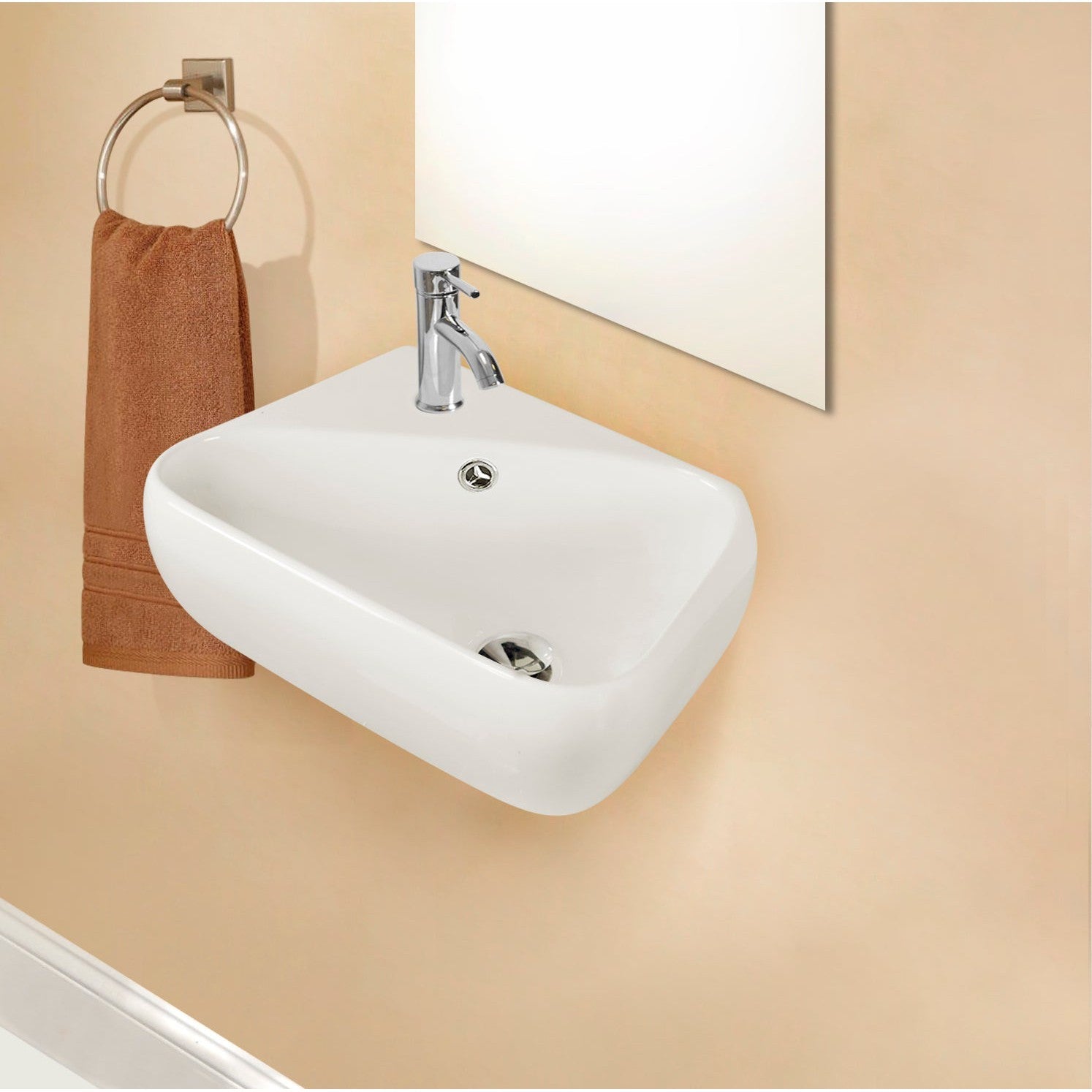 American Imaginations AI-34237 18" White Rectangular Wall Mount Transitional Bathroom Vessel Sink Set