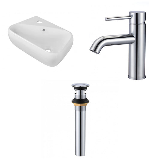 American Imaginations AI-34237 18" White Rectangular Wall Mount Transitional Bathroom Vessel Sink Set