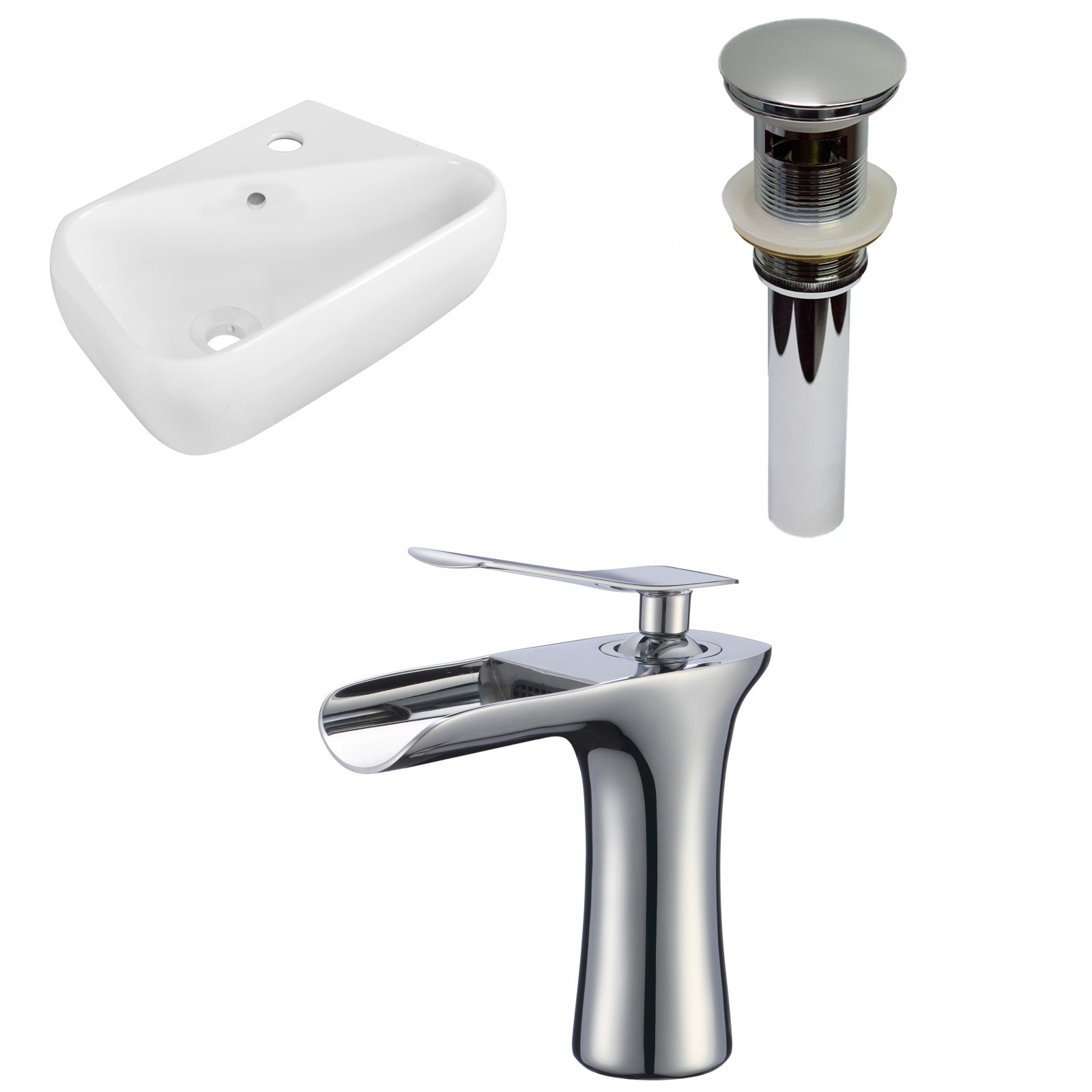 American Imaginations AI-34239 18" White Rectangular Above Counter Transitional Bathroom Vessel Sink Set