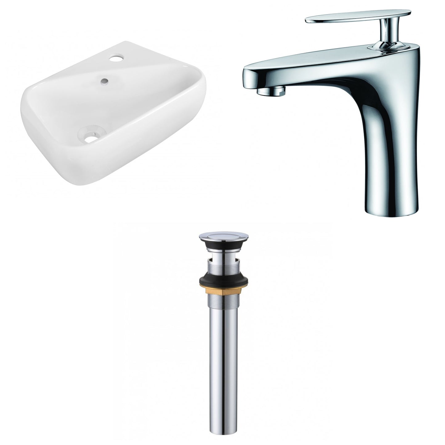 American Imaginations AI-34243 18" White Rectangular Above Counter Transitional Bathroom Vessel Sink Set