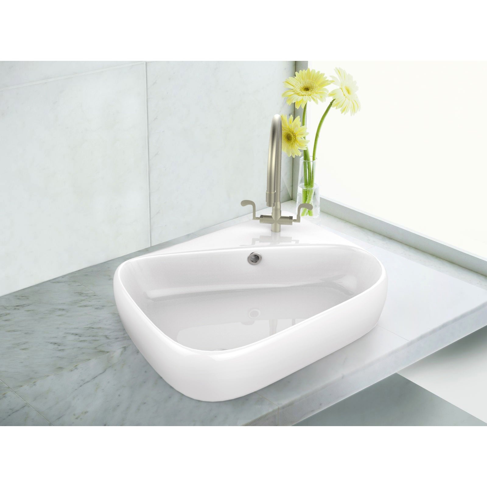 American Imaginations AI-34249 18" White Rectangular Above Counter Transitional Bathroom Vessel Sink Set
