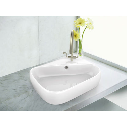 American Imaginations AI-34249 18" White Rectangular Above Counter Transitional Bathroom Vessel Sink Set