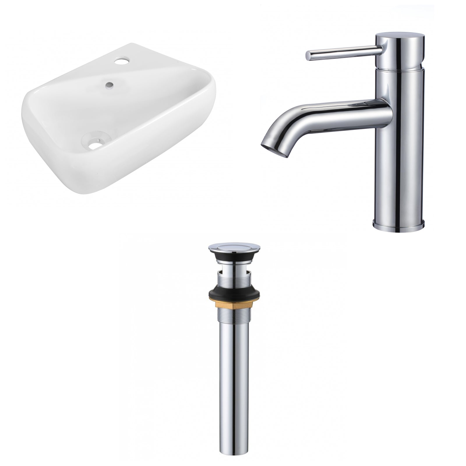 American Imaginations AI-34249 18" White Rectangular Above Counter Transitional Bathroom Vessel Sink Set