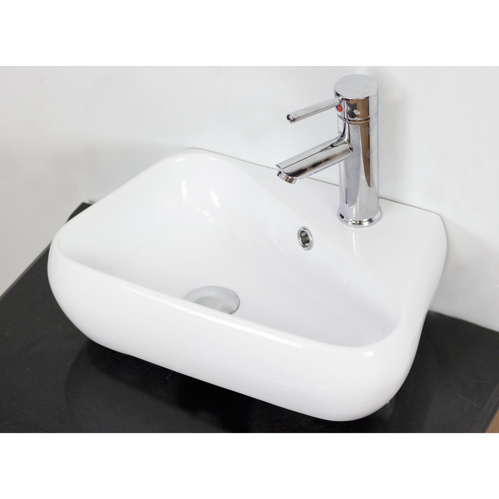 American Imaginations AI-34278 18" White Unique Above Counter Transitional Bathroom Vessel Sink Set