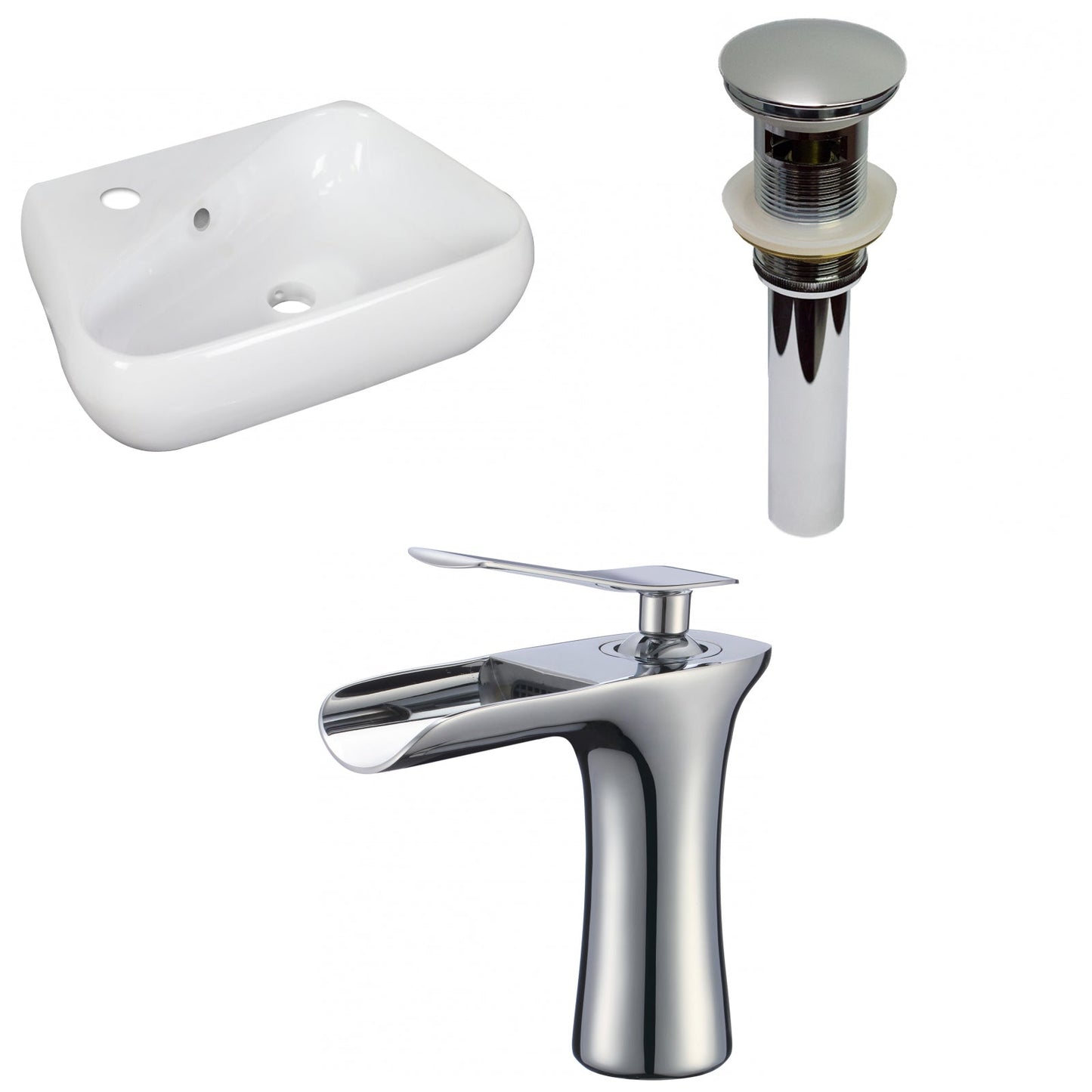 American Imaginations AI-34287 18" White Unique Wall Mount Transitional Bathroom Vessel Sink Set