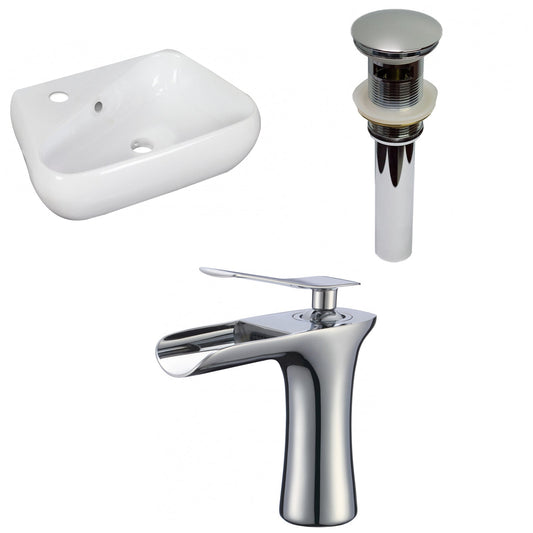 American Imaginations AI-34287 18" White Unique Wall Mount Transitional Bathroom Vessel Sink Set
