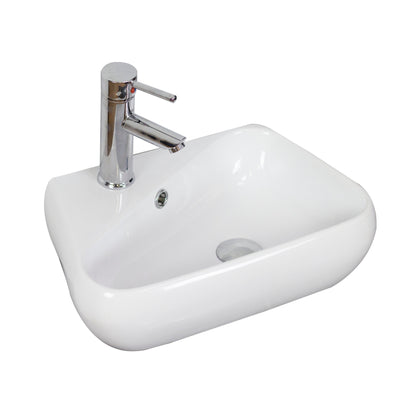 American Imaginations AI-34288 18" White Unique Wall Mount Transitional Bathroom Vessel Sink Set