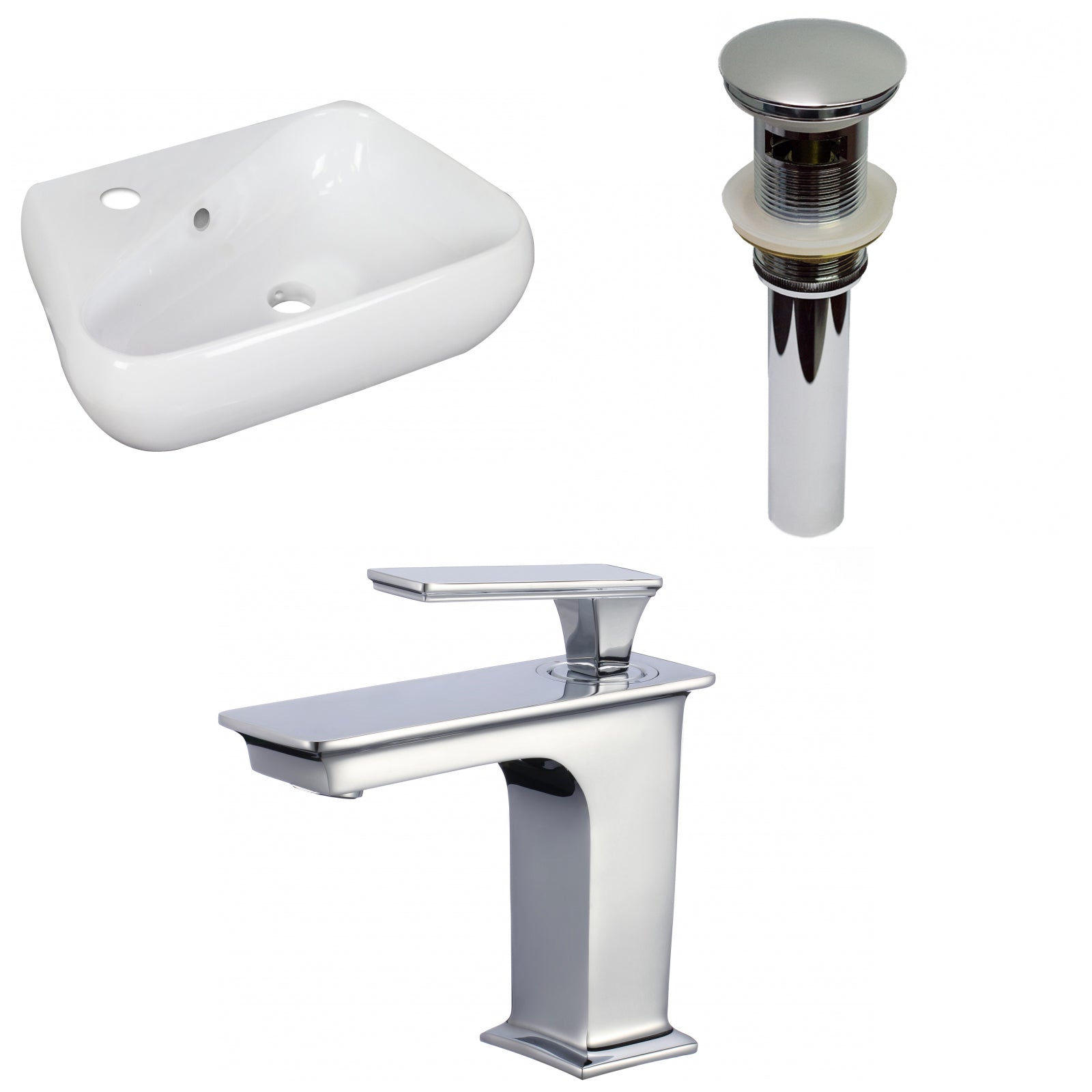 American Imaginations AI-34288 18" White Unique Wall Mount Transitional Bathroom Vessel Sink Set