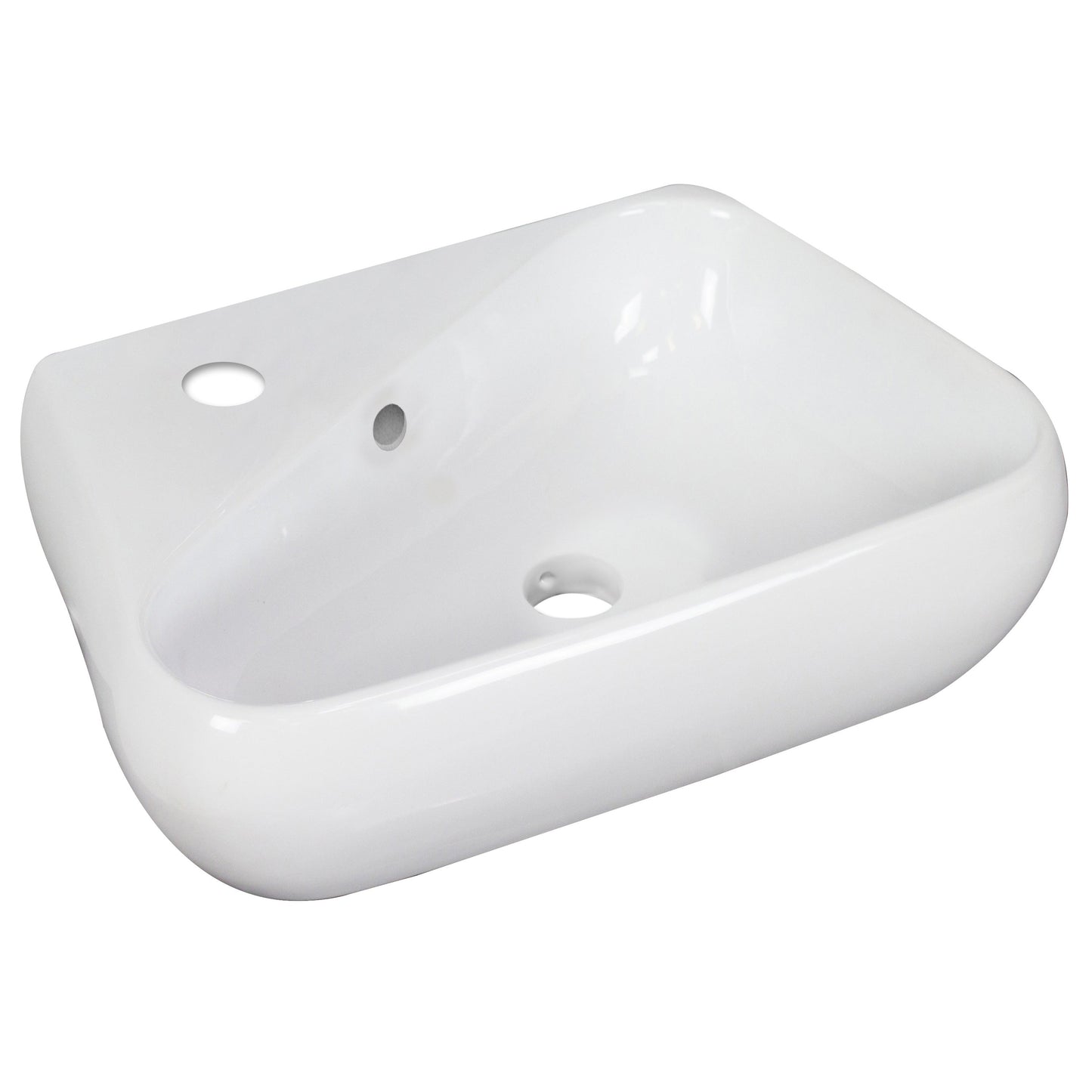 American Imaginations AI-34289 18" White Unique Wall Mount Transitional Bathroom Vessel Sink Set