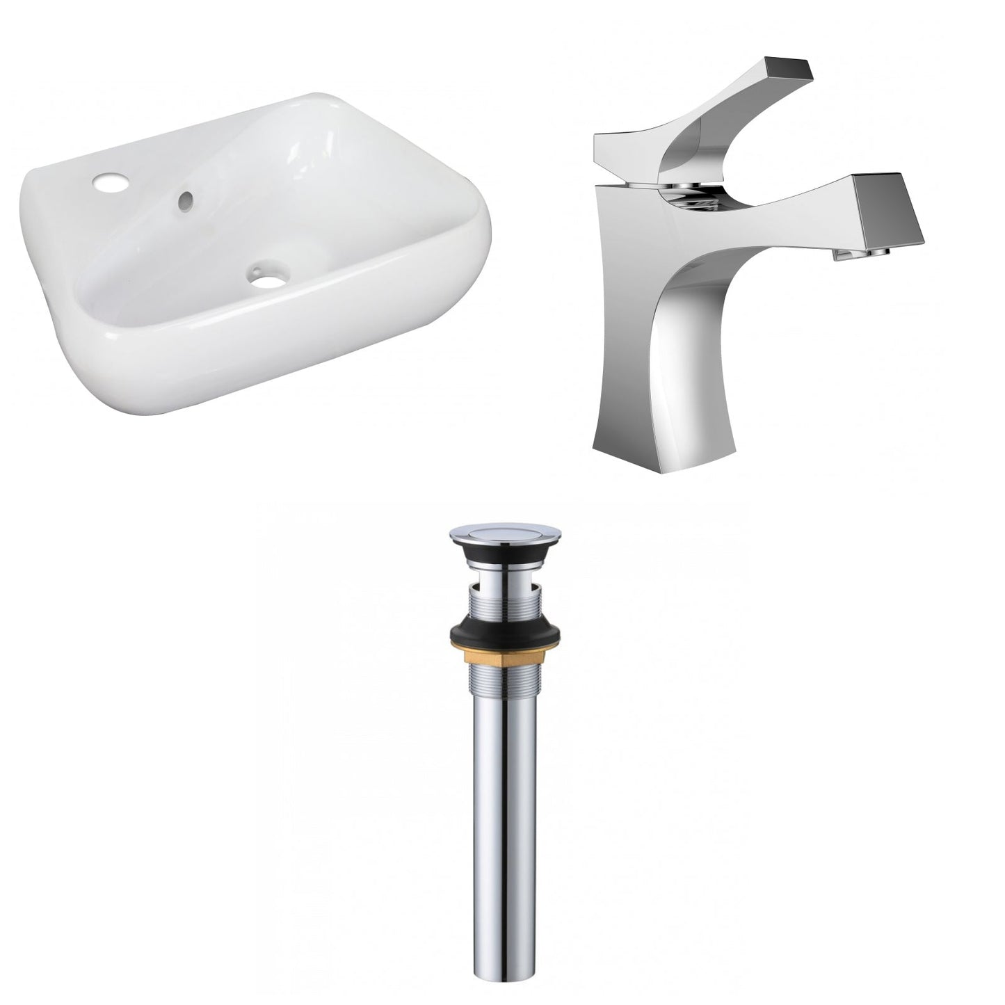 American Imaginations AI-34289 18" White Unique Wall Mount Transitional Bathroom Vessel Sink Set