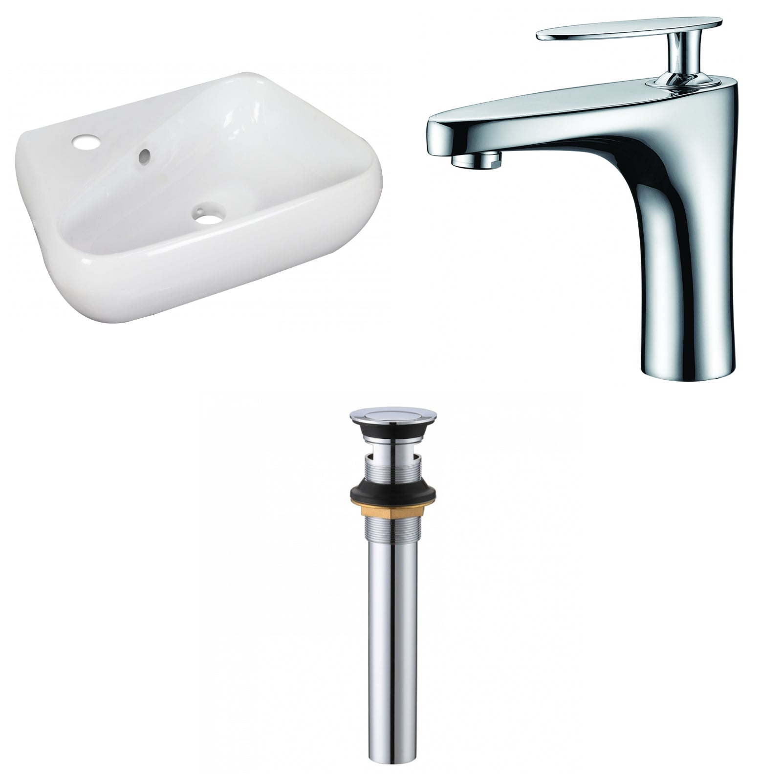 American Imaginations AI-34291 18" White Unique Wall Mount Transitional Bathroom Vessel Sink Set