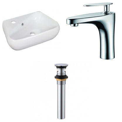 American Imaginations AI-34291 18" White Unique Wall Mount Transitional Bathroom Vessel Sink Set