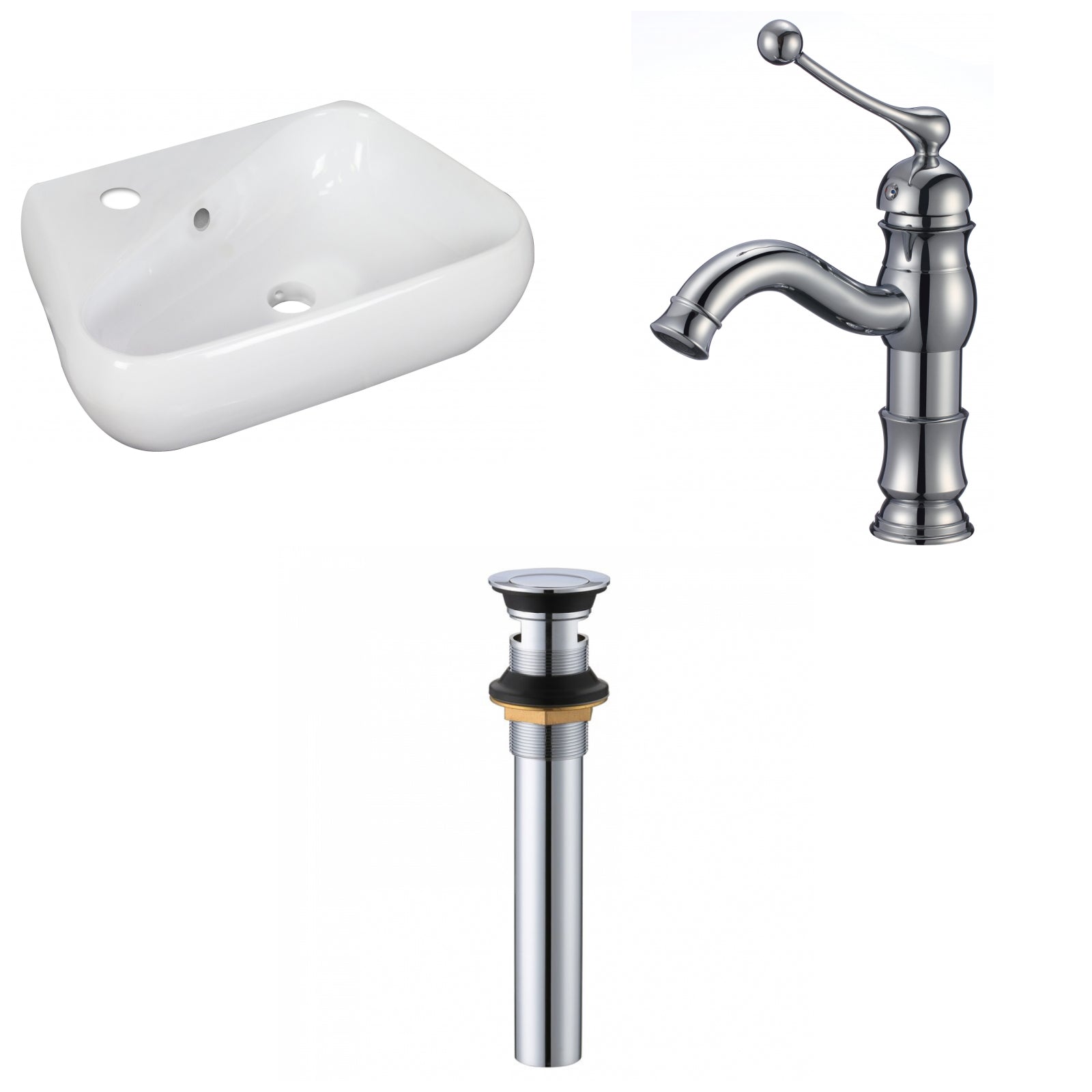 American Imaginations AI-34294 18" White Unique Wall Mount Transitional Bathroom Vessel Sink Set