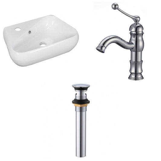 American Imaginations AI-34294 18" White Unique Wall Mount Transitional Bathroom Vessel Sink Set