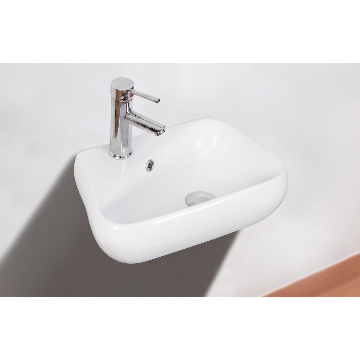 American Imaginations AI-34298 18" White Unique Wall Mount Transitional Bathroom Vessel Sink Set