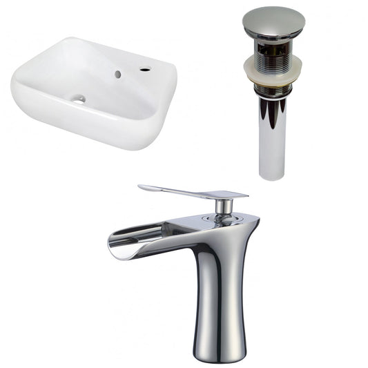 American Imaginations AI-34299 18" White Unique Wall Mount Transitional Bathroom Vessel Sink Set