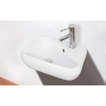 American Imaginations AI-34300 18" White Unique Wall Mount Transitional Bathroom Vessel Sink Set