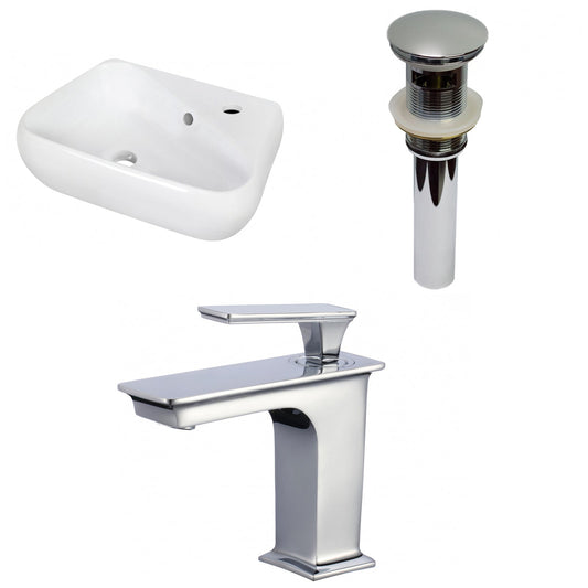 American Imaginations AI-34300 18" White Unique Wall Mount Transitional Bathroom Vessel Sink Set