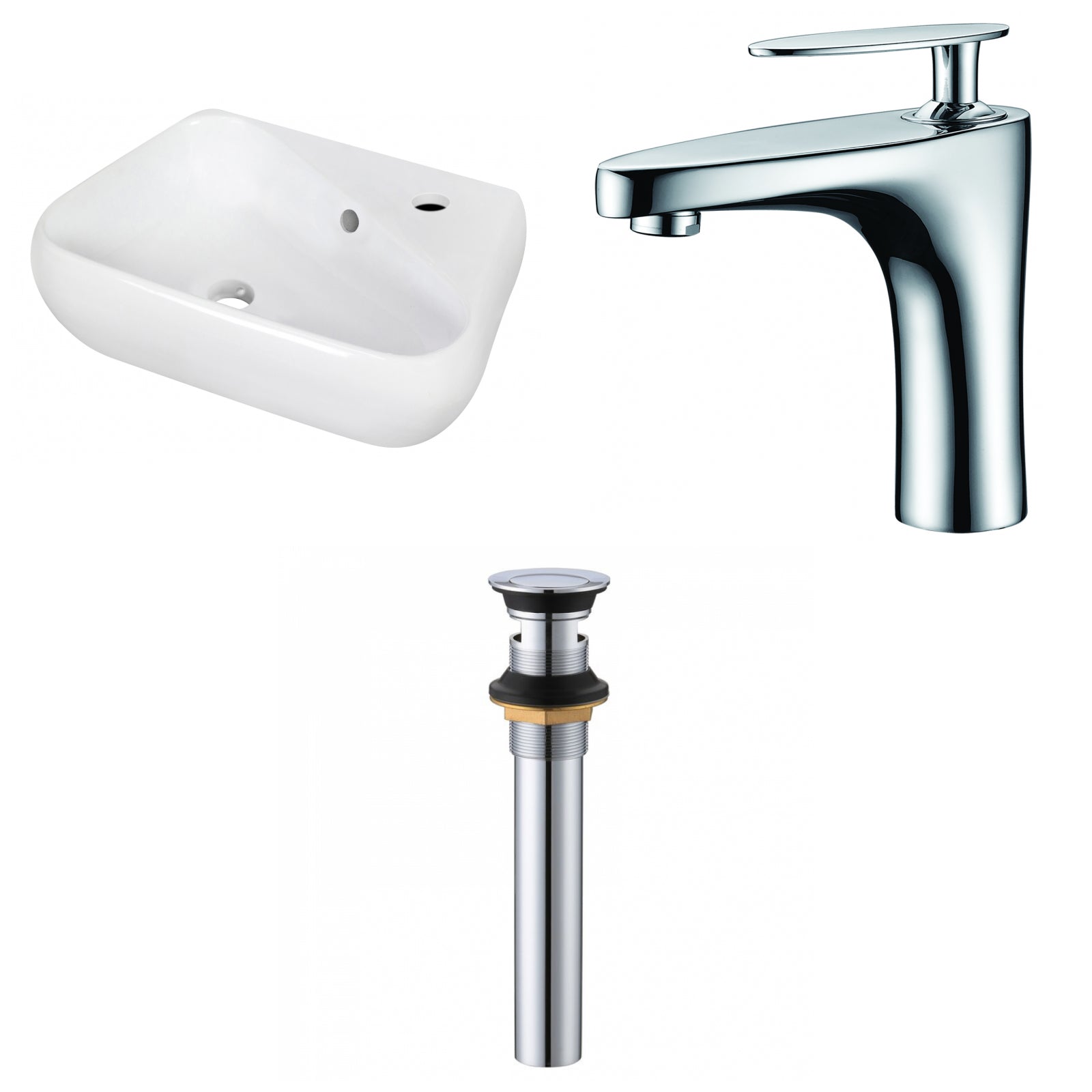 American Imaginations AI-34304 18" White Unique Wall Mount Transitional Bathroom Vessel Sink Set