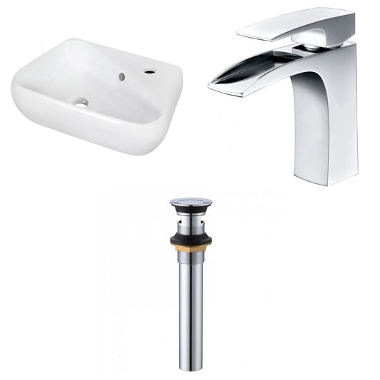 American Imaginations AI-34306 18" White Unique Wall Mount Transitional Bathroom Vessel Sink Set