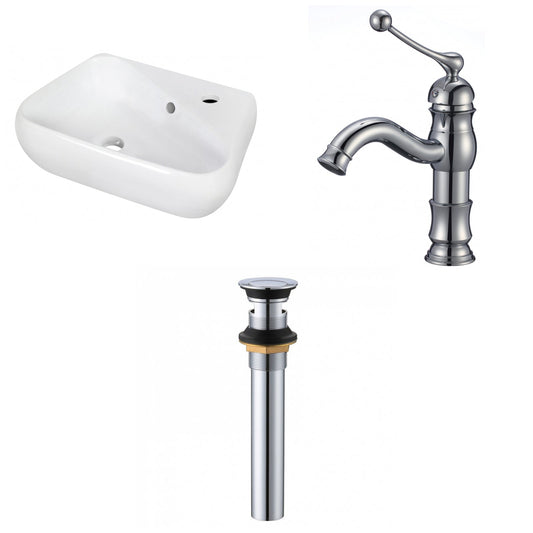 American Imaginations AI-34307 18" White Unique Wall Mount Transitional Bathroom Vessel Sink Set