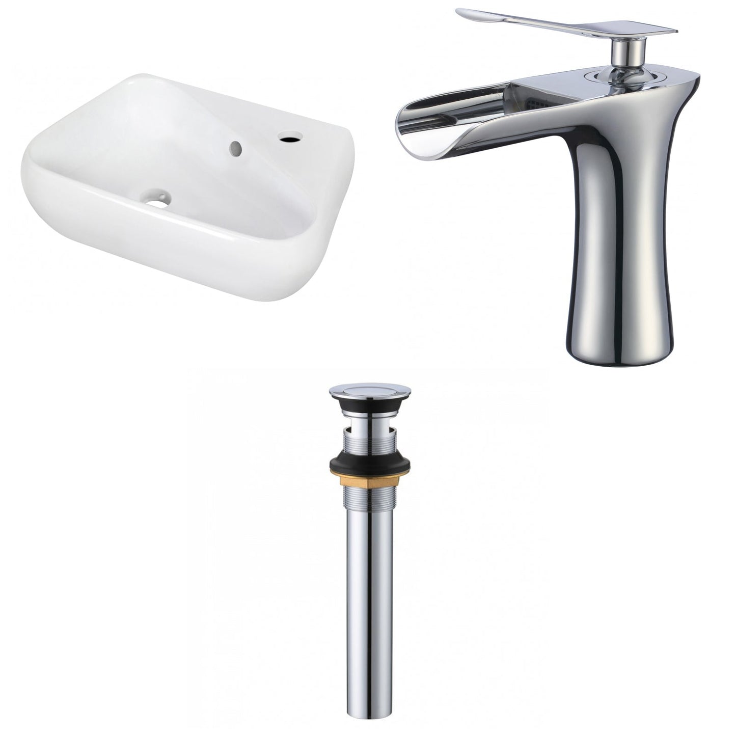 American Imaginations AI-34308 18" White Unique Wall Mount Transitional Bathroom Vessel Sink Set