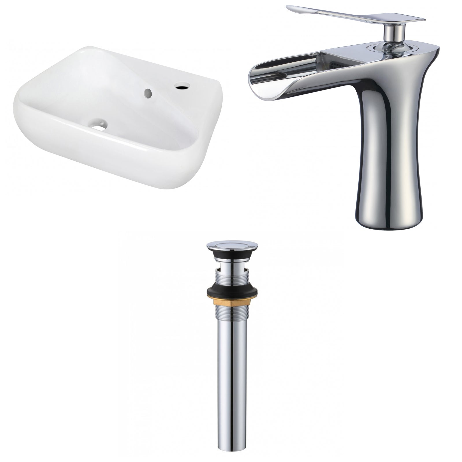 American Imaginations AI-34308 18" White Unique Wall Mount Transitional Bathroom Vessel Sink Set