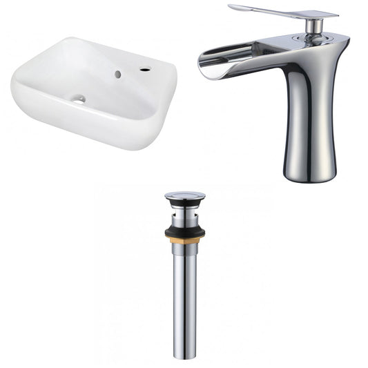 American Imaginations AI-34308 18" White Unique Wall Mount Transitional Bathroom Vessel Sink Set