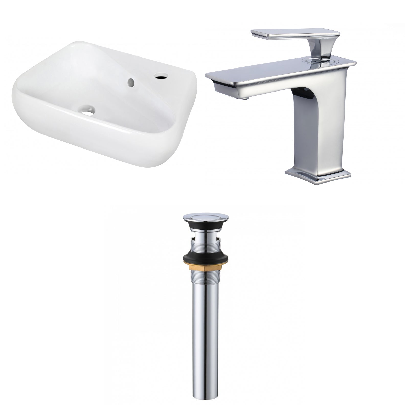 American Imaginations AI-34309 18" White Unique Wall Mount Transitional Bathroom Vessel Sink Set