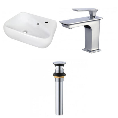 American Imaginations AI-34309 18" White Unique Wall Mount Transitional Bathroom Vessel Sink Set