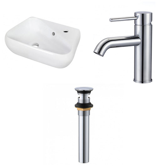 American Imaginations AI-34310 18" White Unique Wall Mount Transitional Bathroom Vessel Sink Set