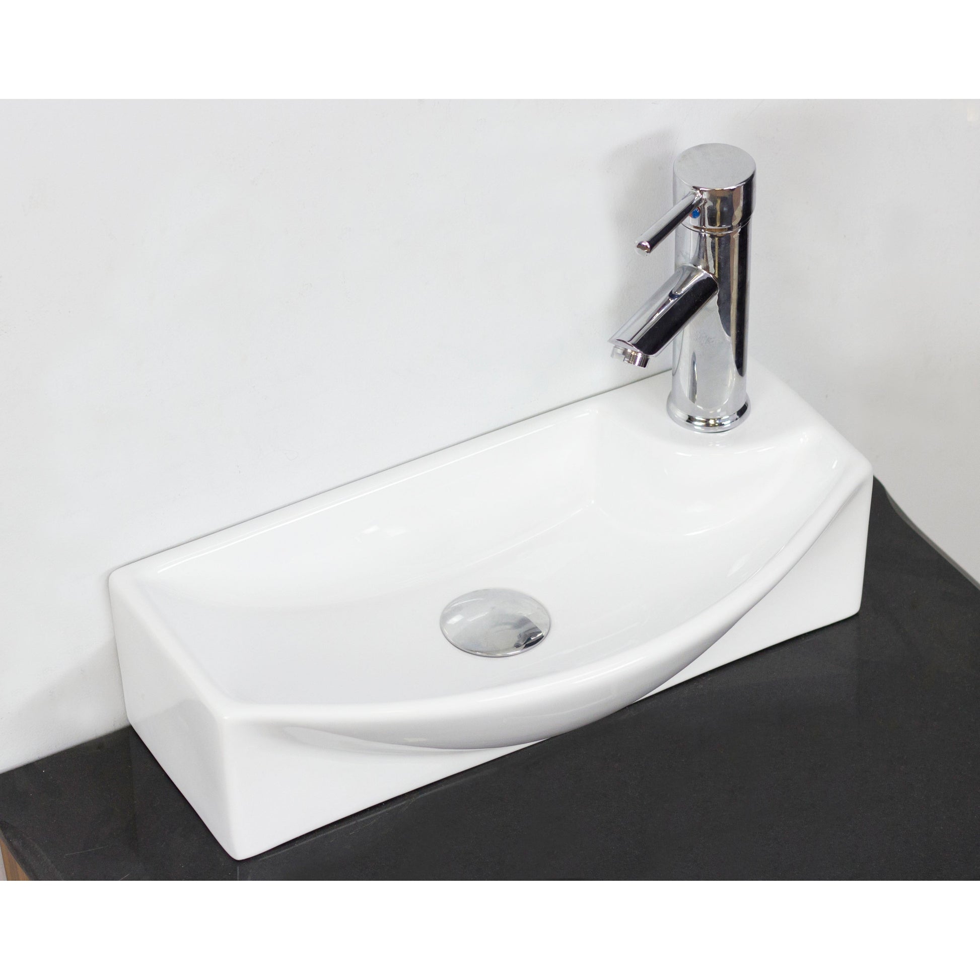 American Imaginations AI-34313 18" White Rectangular Above Counter Transitional Bathroom Vessel Sink Set