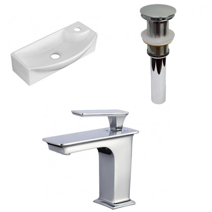 American Imaginations AI-34313 18" White Rectangular Above Counter Transitional Bathroom Vessel Sink Set