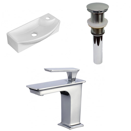 American Imaginations AI-34313 18" White Rectangular Above Counter Transitional Bathroom Vessel Sink Set