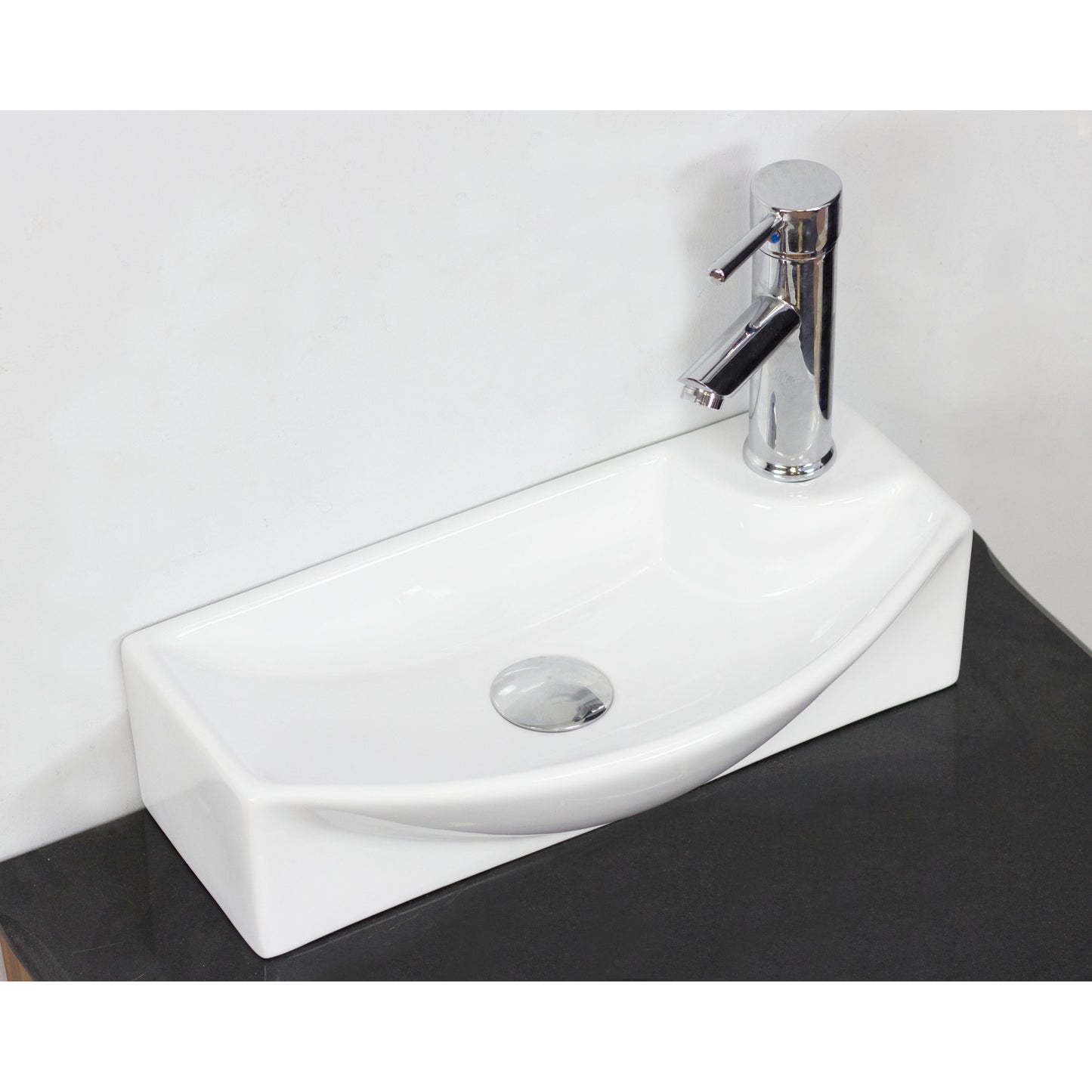 American Imaginations AI-34320 18" White Rectangular Above Counter Transitional Bathroom Vessel Sink Set