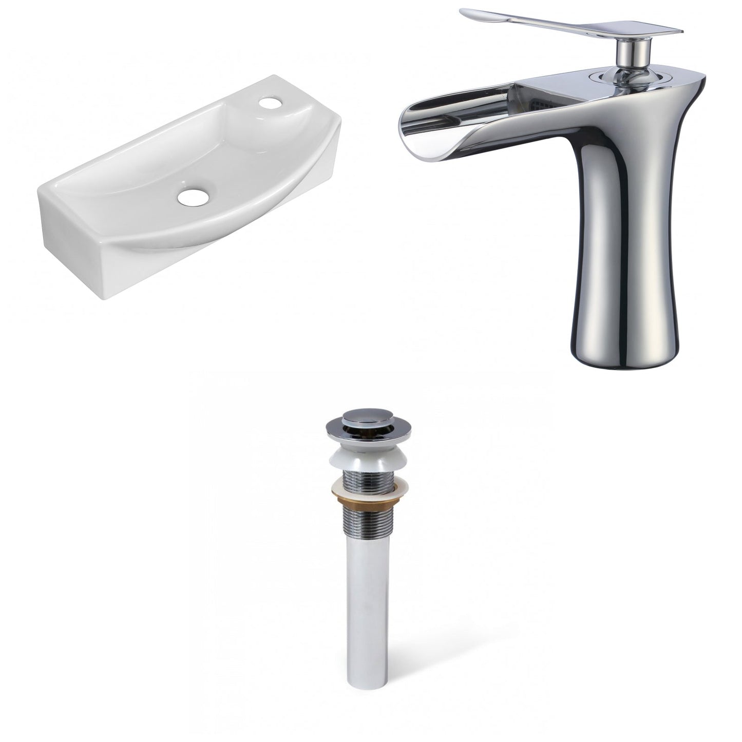 American Imaginations AI-34320 18" White Rectangular Above Counter Transitional Bathroom Vessel Sink Set