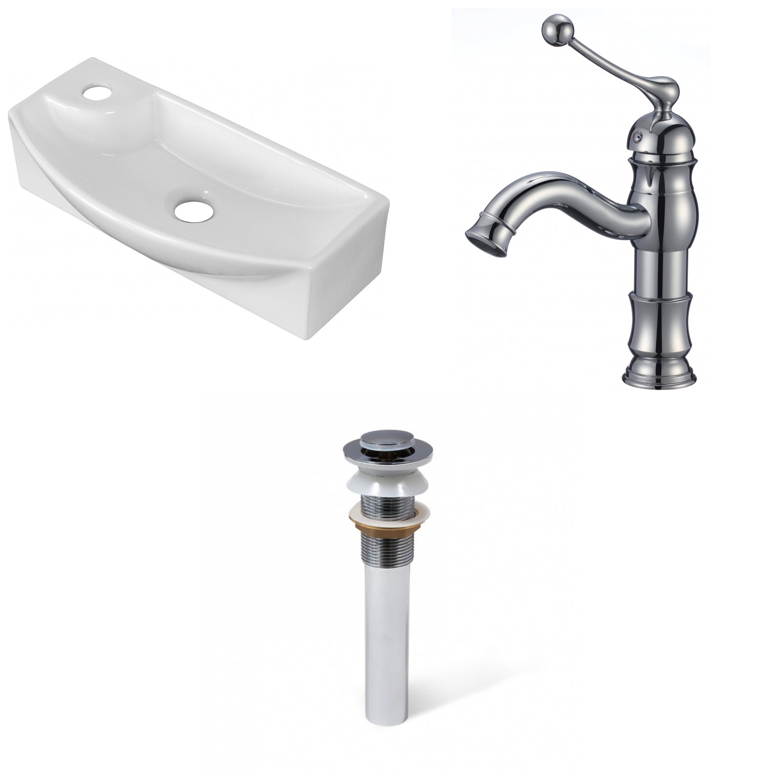 American Imaginations AI-34331 18" White Rectangular Wall Mount Transitional Bathroom Vessel Sink Set