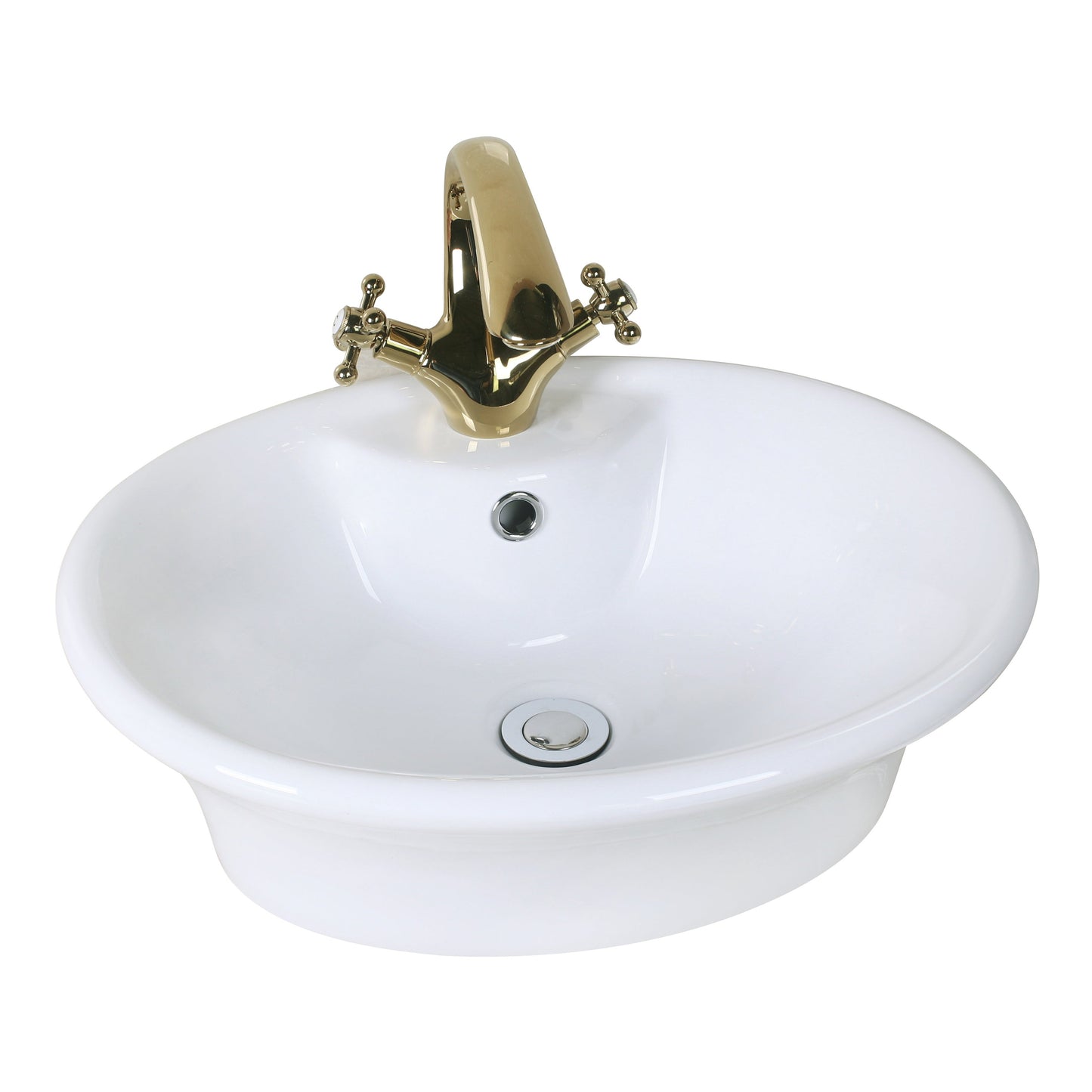 American Imaginations AI-34337 19" White Round Above Counter Transitional Bathroom Vessel Sink Set