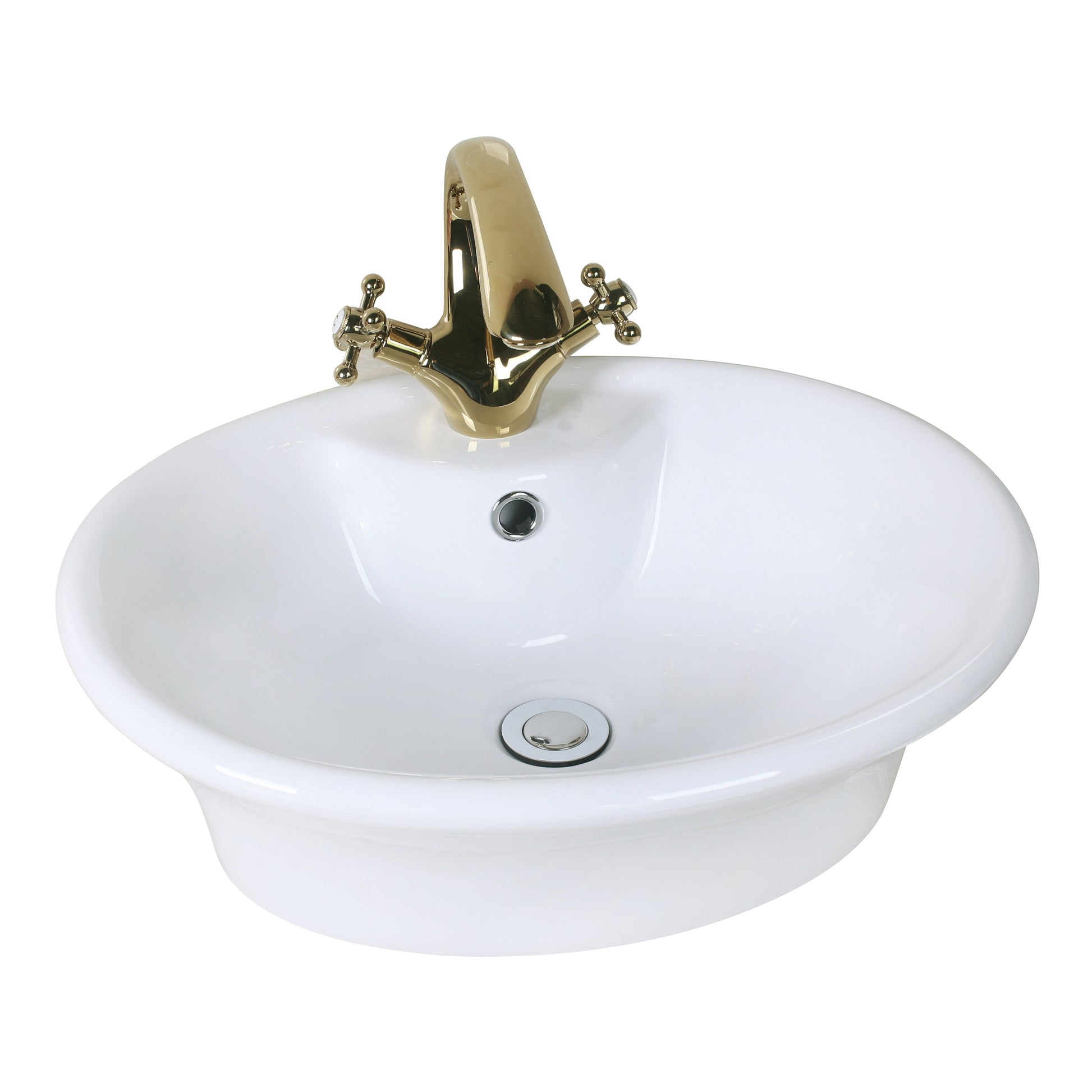 American Imaginations AI-34337 19" White Round Above Counter Transitional Bathroom Vessel Sink Set
