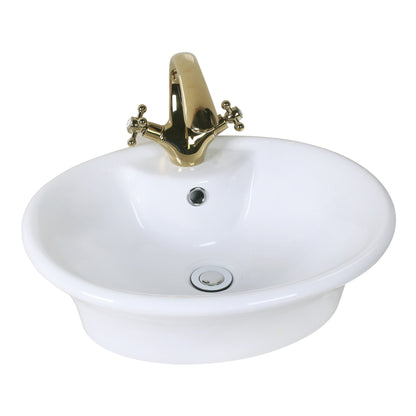 American Imaginations AI-34337 19" White Round Above Counter Transitional Bathroom Vessel Sink Set