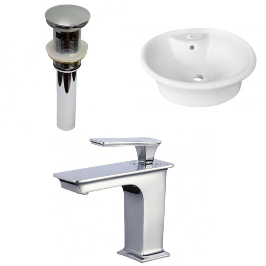American Imaginations AI-34337 19" White Round Above Counter Transitional Bathroom Vessel Sink Set