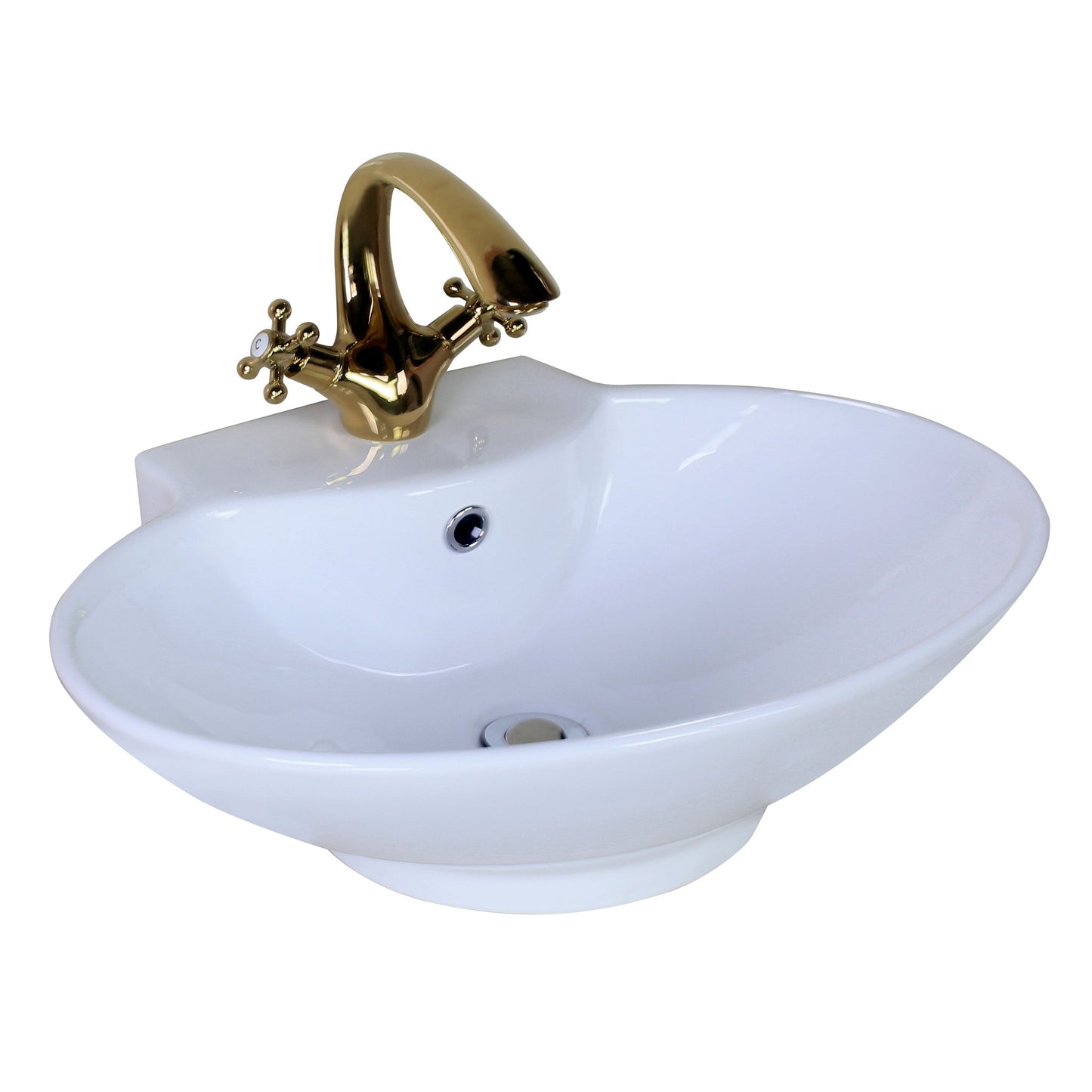 American Imaginations AI-34357 23" White Oval Above Counter Transitional Bathroom Vessel Sink Set