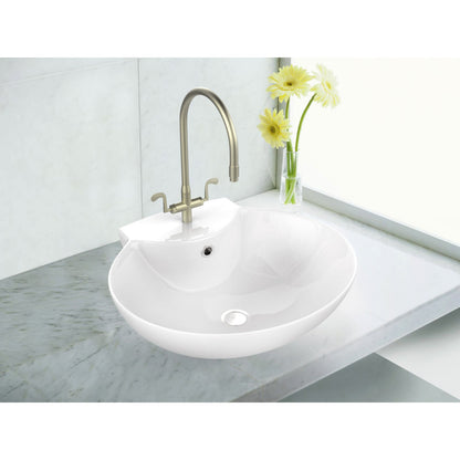 American Imaginations AI-34357 23" White Oval Above Counter Transitional Bathroom Vessel Sink Set
